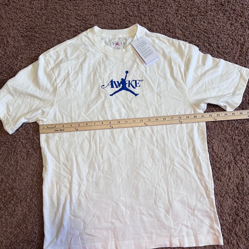 Jordan x Awake NY‎ Mens T-Shirt Sail Blue Jumpman Logo FV9913-133 Size M NEW - Picture 13 of 16